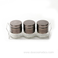 800ml black glass tank three piece storage tank set with shelf glass food airtight canister kitchen storage jar